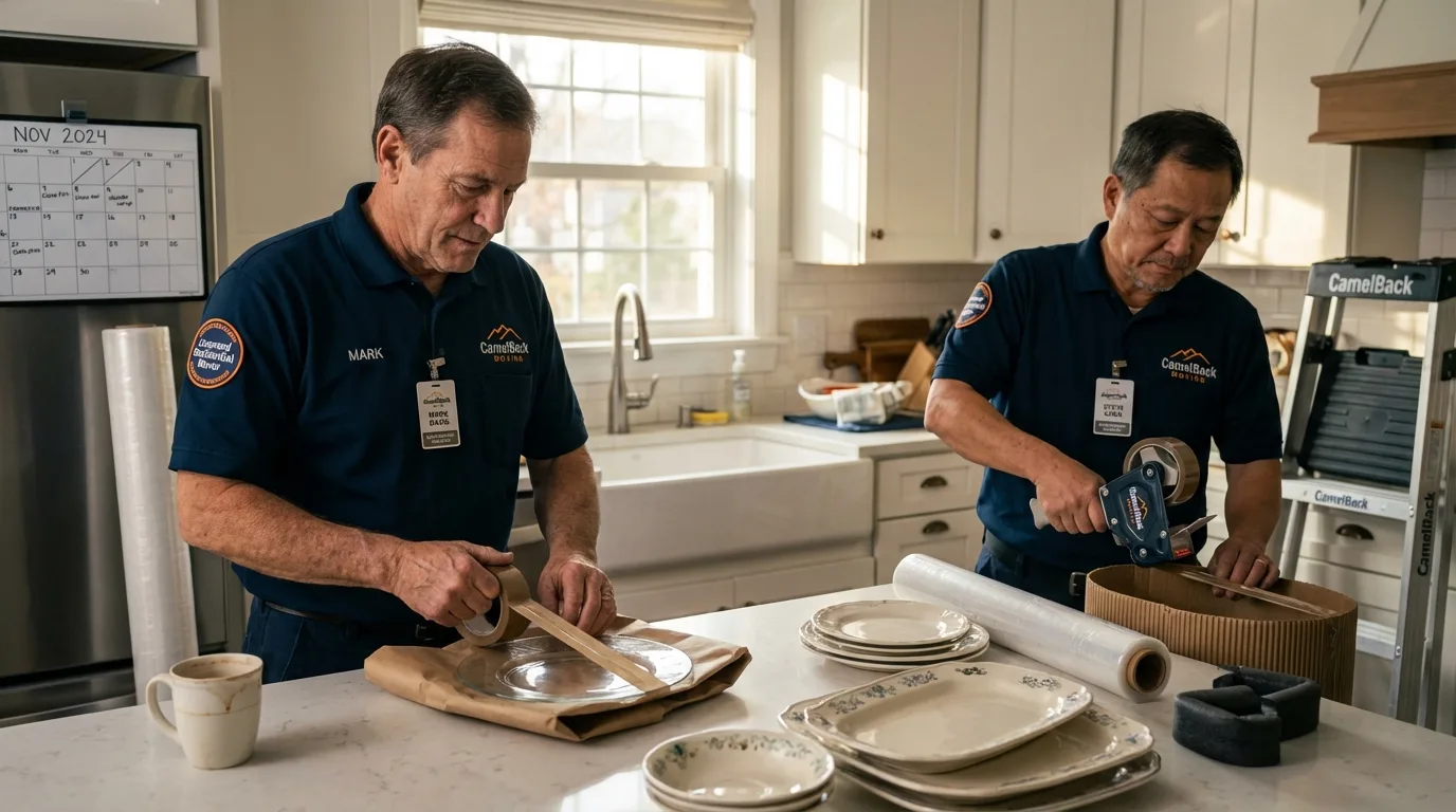 Professional crew packing kitchen dishware in Lafayette, OR